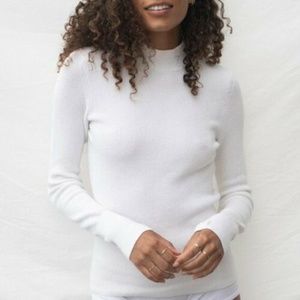 Lunya Cozy Cotton Silk Mock Neck Sweater Ivory